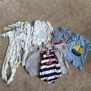 Baby Mixed Sleepers & Rompers - Blue Nautical Set